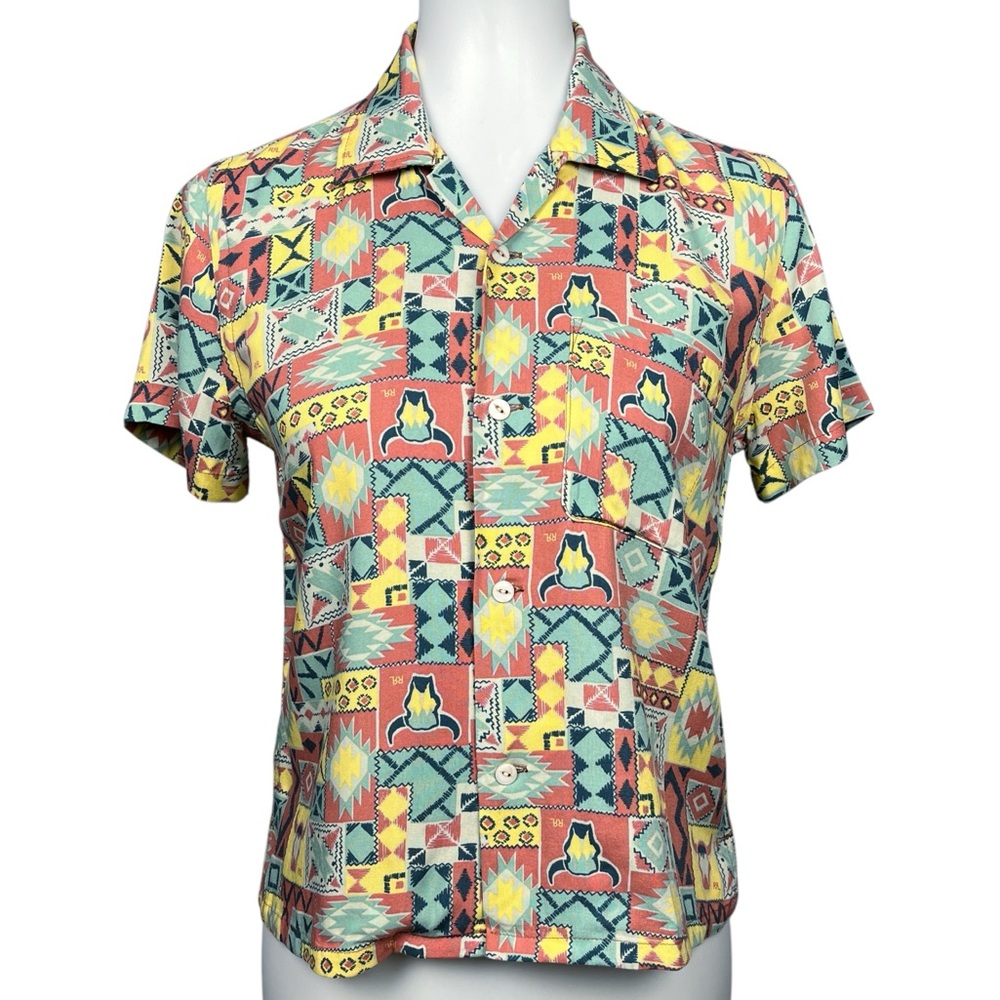 RRL Double RL Ralph Lauren Patchwork Southwestern Shirt Womens Small / 2 NWT